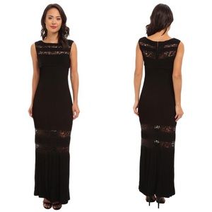 Calvin Klein Pleated Lace Illusion Gown